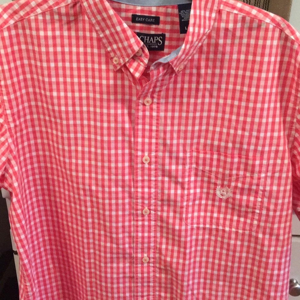 Nwot Chaps Checked Red Button Down - image 1
